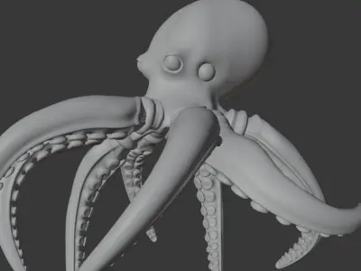Swimming Octopus Low-poly 3D model