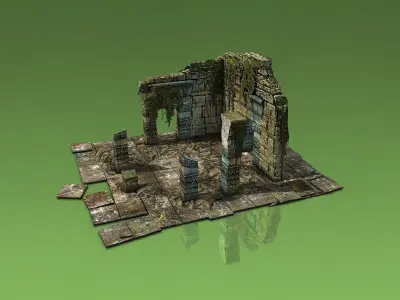 Jungle ruins with ivy Low-poly 3D model