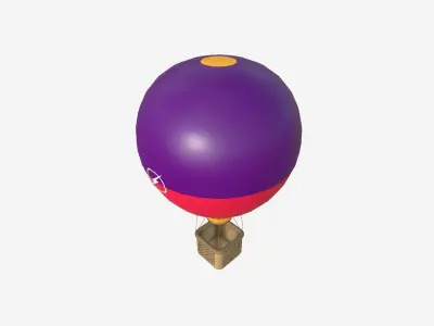 Balloon Hot Air 05 Colored Purple - Aircraft Cartoon Low-poly 3D model