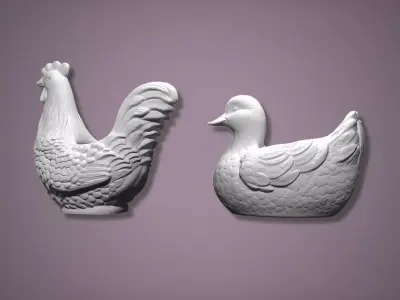 Farmhouse Duck and Hen Planter Free STL 3D Print Free 3D print model