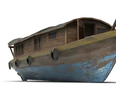 Handcrafted Wooden Boat 2 Premium Design 3D model
