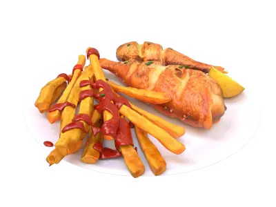 Fried Fish 3D model