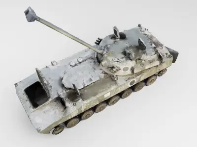 Russian 2S34 Hosta howitzer destroyed by Ukrainian military 3D model