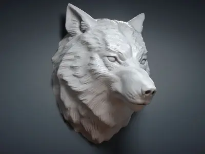 Wolf Head Sculpture Calm 3D model