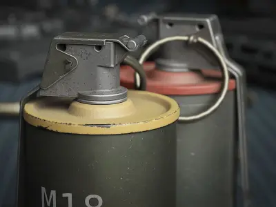 Game Ready M18 YELLOW Flash Grenade Low-poly 3D model