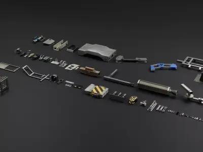 Random Greeble Pack Low-poly 3D model