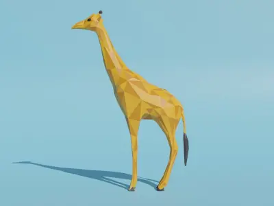 African animals Low Poly Cartoon Giraffe Elephant Lion 3D model
