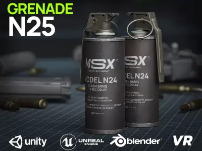Game Ready N25 Stun Grenade Low-poly 3D model