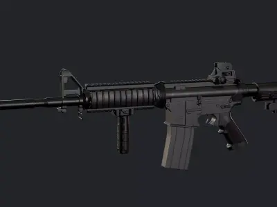 M4A1 Carbine with attachments and red dot Low-poly 3D model