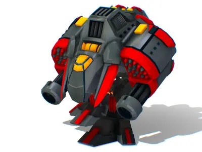 Animated Heavy Combat Robot Low-poly 3D model
