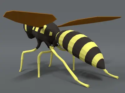 Low Poly Cartoon Hornet  Low-poly 3D model