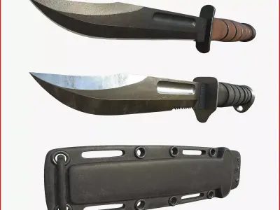 Kabar Knife Pack with Sheath 3D model