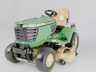 Green Lawn Grass Tractor 3D Model 3D model