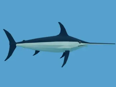 Low Poly Cartoon Swordfish Low-poly 3D model