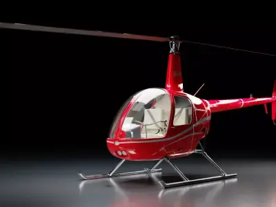 Helicopter Robinson-R22-1979 Low-poly 3D model