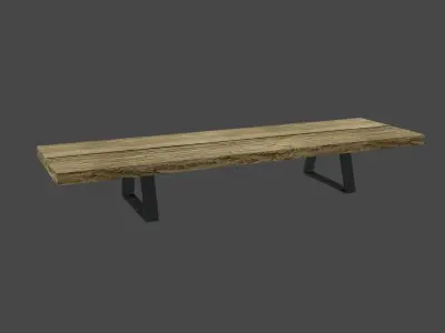 Wooden - Iron modern Bench Low-poly 3D model