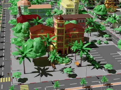 City 3 Asian Low-poly 3D model