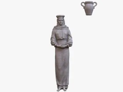 Woman with Jug on Head v2 3D model