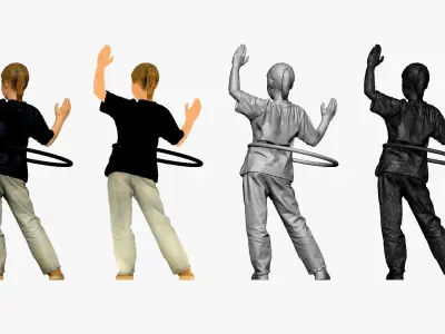 001132 junior girl with ponytail with hoop 3D model