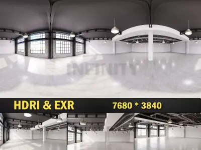 HDRI Interior Loft Office Hall Texture