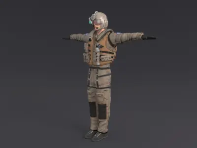 Pilot Rigged Low-poly 3D model