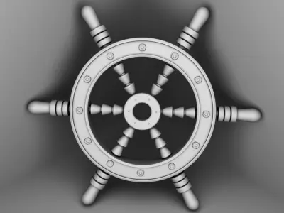 Ship Steering Modeling Low-poly 3D model
