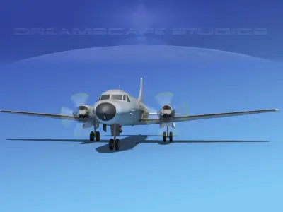 Convair CV-580 Bare Metal 3D model