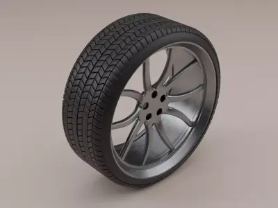 Car Wheel Low-poly 3D model