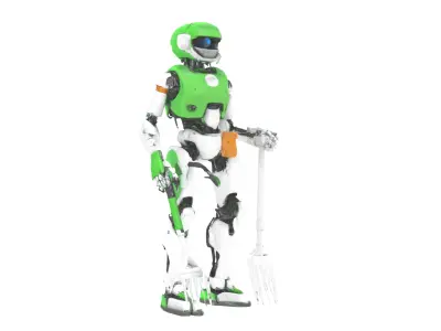 Robot version of a farmer model Low-poly 3D model