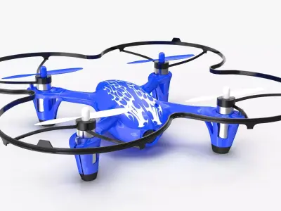 Hubsan X4 H107C Blue Propeller Guard Low-poly 3D model