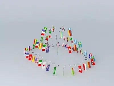 wtcflag tree made of metal pins Free 3D model