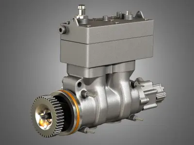 Air Brake Compressor - Two Piston - MX13 Diesel Engine 3D model
