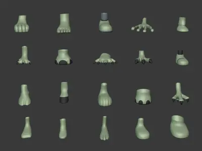 Cartoon Feet Pack Low-poly 3D model