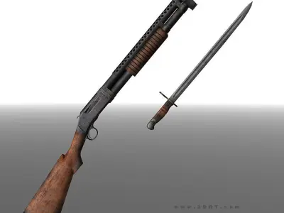 3DRT - Modern Firearms Animated - Winchester m1897 Low-poly 3D model