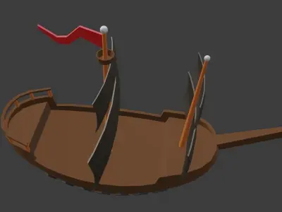 Low Poly Pirate Ship Low-poly 3D model