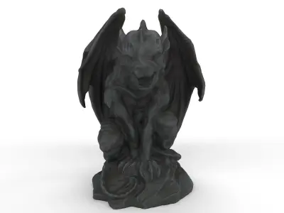 Bat statue Low-poly 3D model