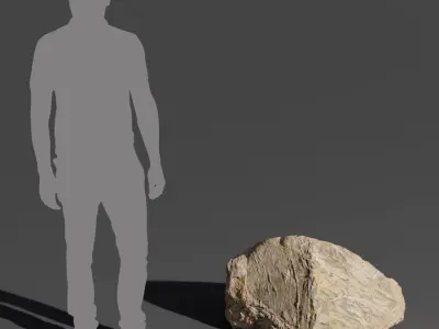  Mottled Multi-Textured Triangular Large Rock Boulder Model 