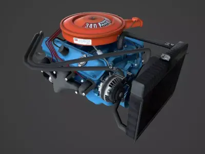 MOPAR V8 lowpoly Low-poly 3D model