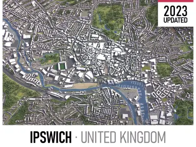Ipswich - 3D City Model Low-poly 3D model