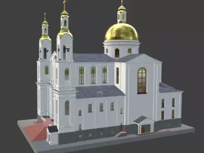 Mount Seraphim Cathedral Eastern Orthodox 3D Model Free 3D model