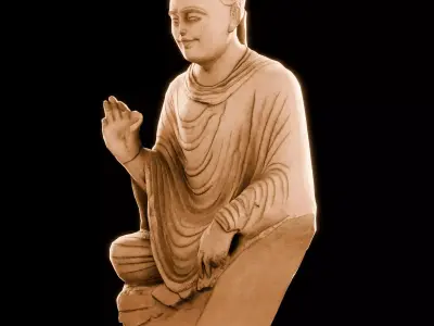 Ancient Stone Sitting Buddha Weathered Lower Part TORZO03 Low-poly 3D model