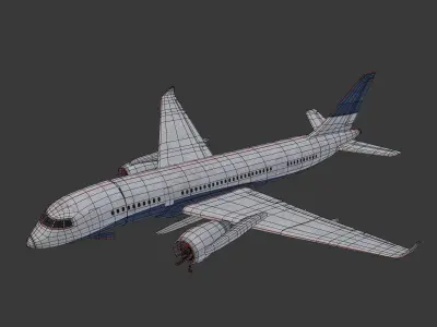  Generic Wrecked Airliner - Plane - Airplane -- LowPoly Low-poly 3D model