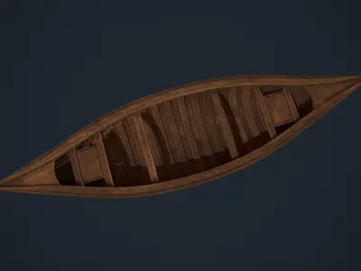 Wooden Canoe - Antique Canoe - Old Canoe - Water Craft Low-poly 3D model