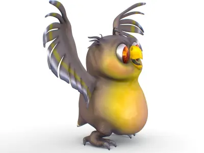 Cartoon Subdivision Toon Grey Bird Owl 3D model