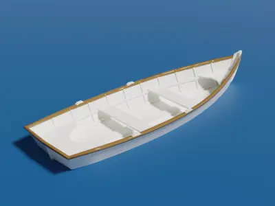 Wooden Dinghy Low-poly 3D model