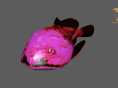 Animated Blob Fish - Loop Animation with 1160 Frames Low-poly 3D model