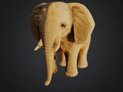  Elephant - Low-poly with 2K Textures Free low-poly 3D model