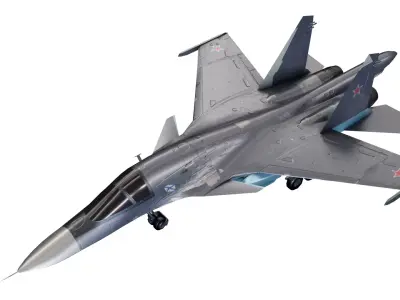 SU-34 Russian strike fighter Low-poly 3D model