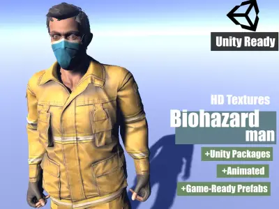 Biohazard Man - animated rigged Man Low-poly 3D model