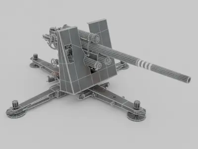 Flak 37 88mm AA-AT Gun Low-poly 3D model